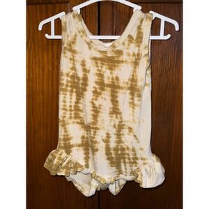 The Woods Beechwood Tie Dye Ruffle Bodysuit Mustard Yellow Cream 6-12M